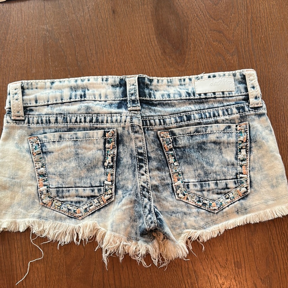 Daytrip Blue Jean Shorts Distressed Frayed Hem